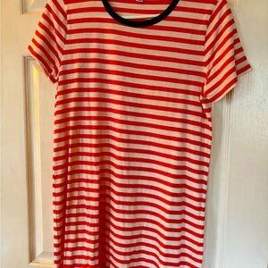 J Crew Orange and White Striped T-Shirt Dress